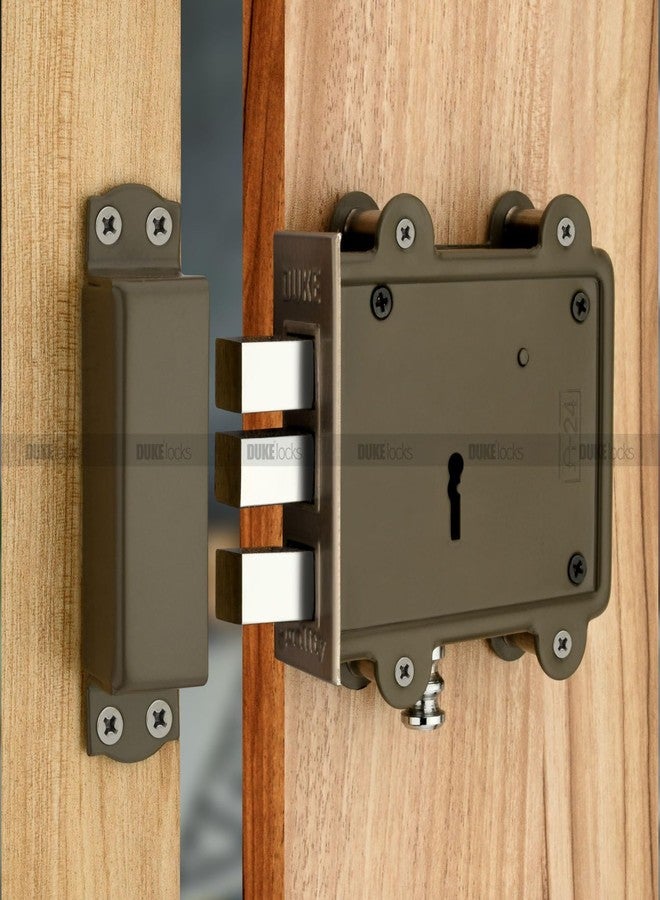 DUKE Door Lock (3 Square Bullet) 8 Levers 125mm Double Action Locking with 3 Chrome Finish Keys Grey - Image 5